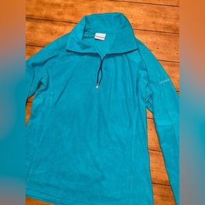 Columbia quarter zip teal fleece pullover jacket size large. EUC. Super warm